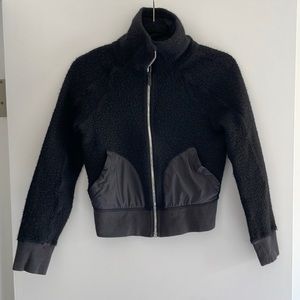 Lululemon Black Wool Jacket with Nylon Pockets that snap | 4